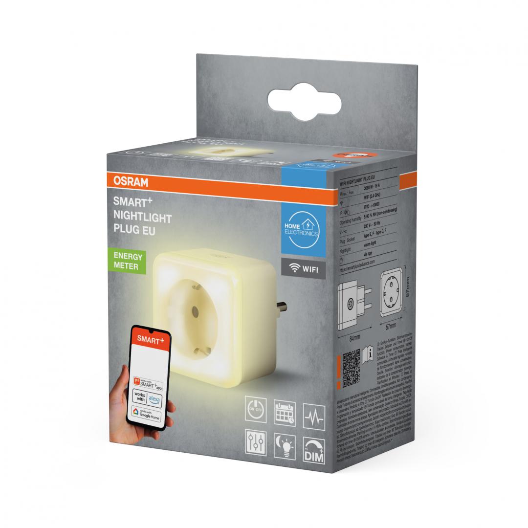 Priză inteligenta Osram Smart+ Wi-Fi, cu lumina de noapte, 16A,3680W