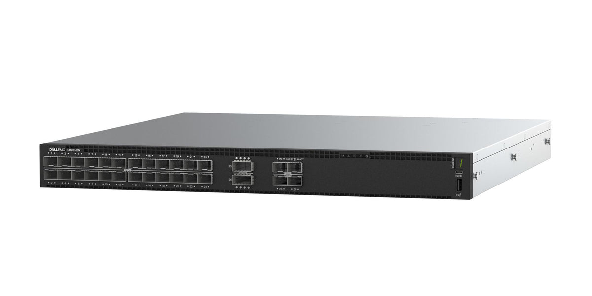 Dell EMC Switch S4128T-ON, 1U, 28 x 10Gbase-T, 2 x QSFP28, IO to PSU